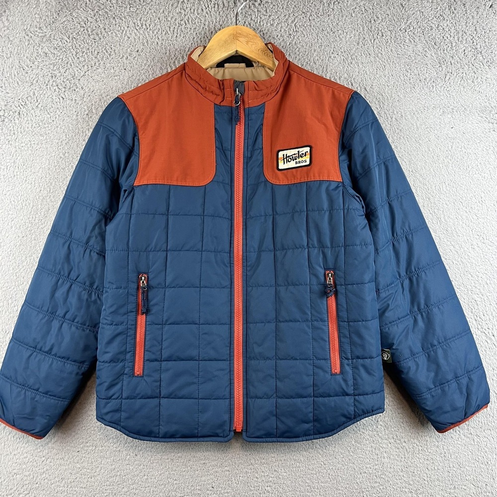 Howler Bros Jacket Youth XL Blue Orange Quilted Puffer Primaloft Full Zip